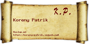 Koreny Patrik névjegykártya